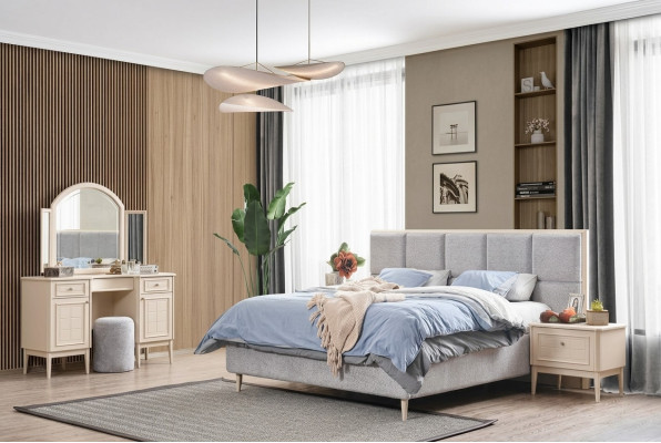 Complete slaapkamer meubelset Bed 2x Nachtkastje Kaptafel 4-delig Nieuw