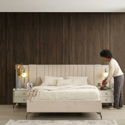 Luxe slaapkamer bed en 2x nachtkastjes 3-delige set ontwerp meubels