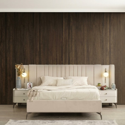 Luxe slaapkamer bed en 2x nachtkastjes 3-delige set ontwerp meubels