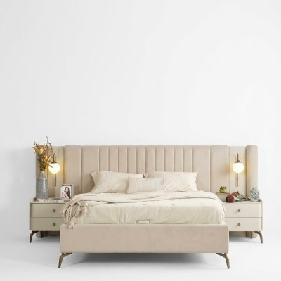 Luxe slaapkamer bed en 2x nachtkastjes 3-delige set ontwerp meubels