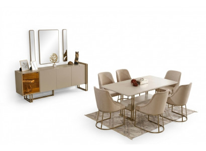 Luxe eetkamerset eettafel + 6x stoelen + dressoir + 3x spiegel 11-delig