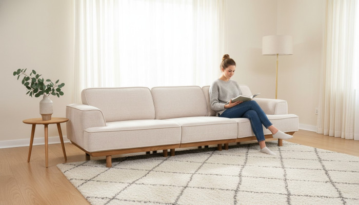Witte gestoffeerde bank woonkamer 4-zits luxe bank designmeubelen