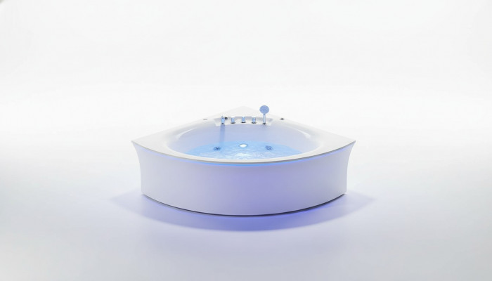 Eckbad met watermassagebad hoekbad whirlpool. Ergonomisch design met waterval LED-verlichting.