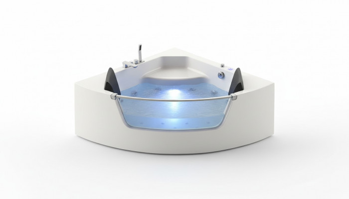 Whirlpool badkuip glas LED licht armaturen hoekbad badkuip
