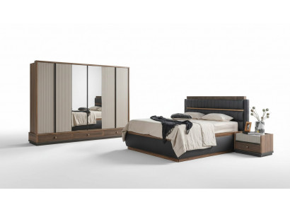 Tweekleurige slaapkamer designer set tweepersoonsbed kast commode