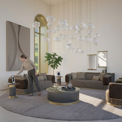 Bankstel 4-delig Textiel Bank Driezits Bankstel Fauteuil Nieuw Tweezits Bankstel