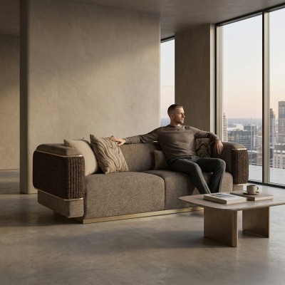 Driepersoonsbank Ontwerp Bank Bekleed Meubilair Woonkamer Inrichting Modern Ontwerp
