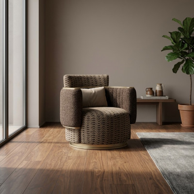 Luxe gestoffeerde zitontwerp bruine fauteuil gestoffeerde meubels woonkamer inrichting