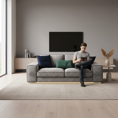 Luxe bank gestoffeerde bank stofbank textiel banken woonkamer nieuw tweezitsbank