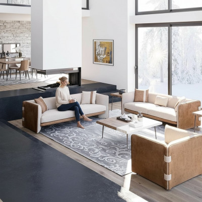 Luxe Sofa Set 2x Driezitsbanken Banken Moderne Fauteuils Woonkamer Inrichting