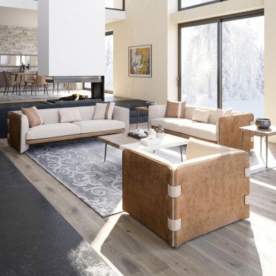 Luxe Sofa Set 2x Driezitsbanken Banken Moderne Fauteuils Woonkamer Inrichting