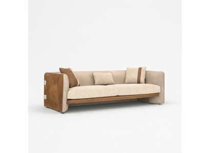 Beige bank Luxe driezitsbank Moderne inrichting gestoffeerde meubelen Textiel