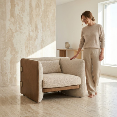 Luxe Moderne Fauteuil Bekleding Woonkamer Textiel Zitsessel