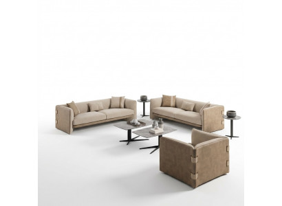 Luxe woonkamer set 7-delig gestoffeerde bankstel driezitsbank textiel fauteuil nieuw