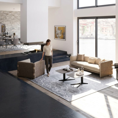Woonkamer Compleet 6-delig 2x Salontafel Luxe Beklede Meubels Beige Bank Nieuw