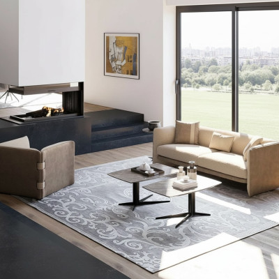 Woonkamer Compleet 6-delig 2x Salontafel Luxe Beklede Meubels Beige Bank Nieuw