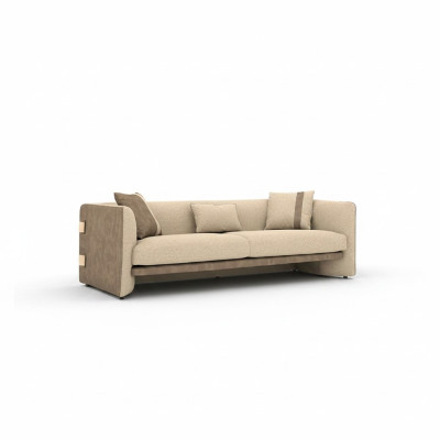 Beige luxe gestoffeerde meubels Modern ontwerp Driezitsbank Woonkamer Inrichting