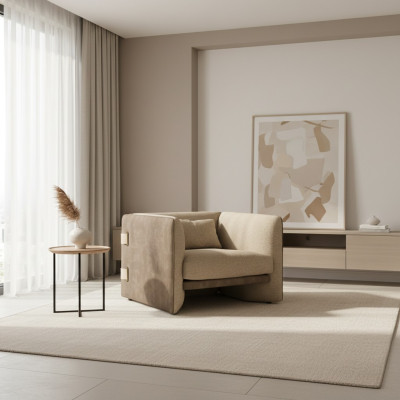 Fauteuil Bekleding Stof Modern Woonkamer Zit Ontwerp Beklede Fauteuil Inrichting