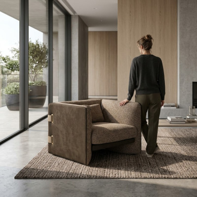 Modern ontwerp gestoffeerde meubels fauteuil Luxe woonkamer bekleding textiel inrichting.