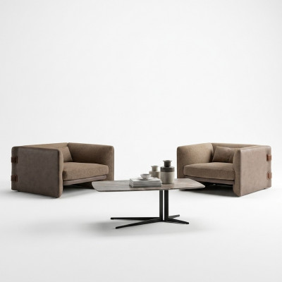 Moderne ontwerper 2x fauteuil bekleding set luxe textiel woonkamer salontafel nieuw