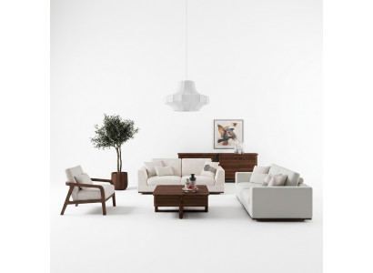Witte meubels woonkamer bankstel tweezits bank ontwerp inrichting fauteuil