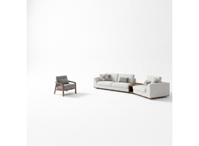 Zitbankbank Bank Driezitter Woonkamer Ontwerpstoel Hout Textiel