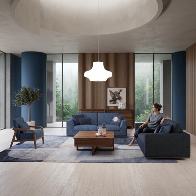 Bankstel tweezitsbank bank fauteuil gestoffeerde bank modern stoffen bank nieuw