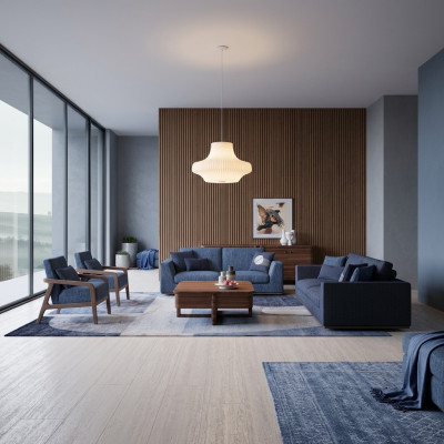 Bankstel tweezitsbank bank fauteuil gestoffeerde bank modern stoffen bank nieuw