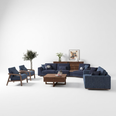 Modern Set Tweezitter Driezitter Bank Bank Luxe Stoffen Bank Design Fauteuil Meubels