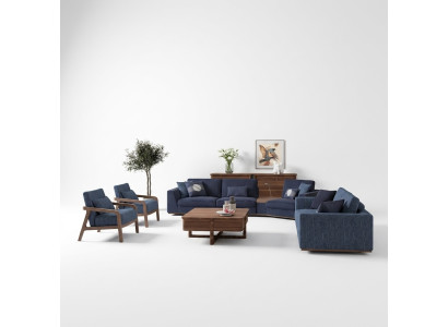 Modern Set Tweezitter Driezitter Bank Bank Luxe Stoffen Bank Design Fauteuil Meubels