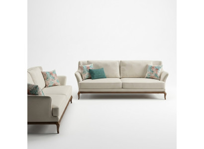 Modern compleet 2x driezitsbank wit textiel woonkamer design bankstellen.