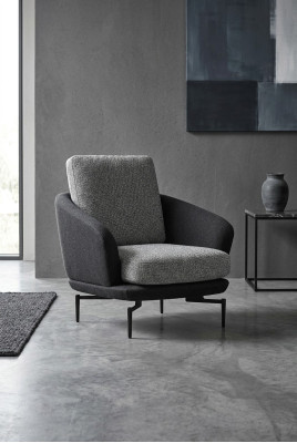 Grijze fauteuil luxe gestoffeerde meubels woonkamer design textiel gestoffeerde stoel nieuw