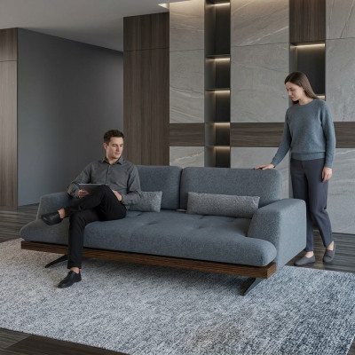 Ontwerp Grijs Bankstel Driepersoons Bank Woonkamer Ontwerp Modern Interieur