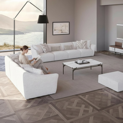 Luxe wit 2x bankstel vierzits woonkamer salontafel modern textiel inrichting