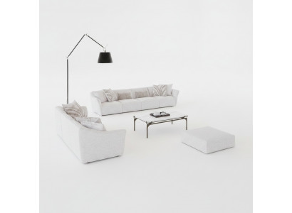 Luxe wit 2x bankstel vierzits woonkamer salontafel modern textiel inrichting