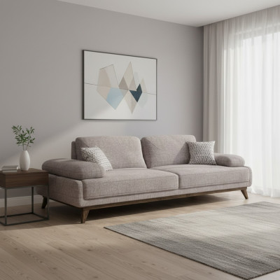Ontwerp gestoffeerde meubelen driezitsbank bank stof woonkamer modern interieur