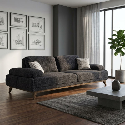 Sofa tweezits gestoffeerde meubels zits bank stof woonkamer banken grijs