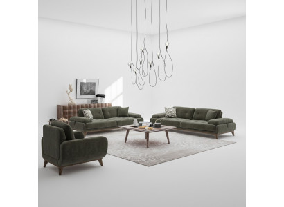 Tweezitsbank en driezitsbank met luxe salontafel, 4-delige bankstel
