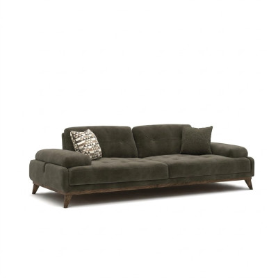 Luxe gestoffeerde bank driezitsbank bank woonkamer inrichting stoffering textiel
