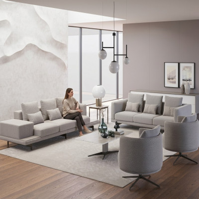 Compleet set 6-delig 2x bank van drie nieuw 2x fauteuil luxe woonkamer salontafel