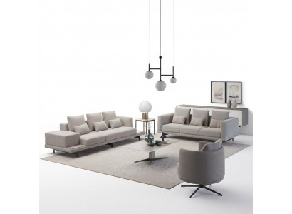 Woonkamer compleet 2x bank driezitter textiel gestoffeerd meubilair fauteuil nieuw salontafel