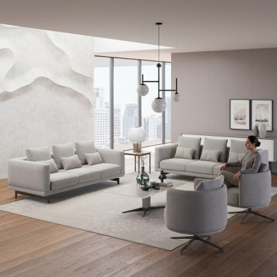 Meubels compleet 2x bank driezitter bank woonkamer fauteuil bekleding stof
