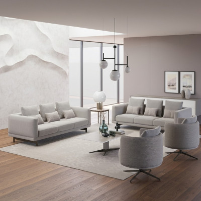 Meubels compleet 2x bank driezitter bank woonkamer fauteuil bekleding stof