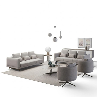 Meubels compleet 2x bank driezitter bank woonkamer fauteuil bekleding stof