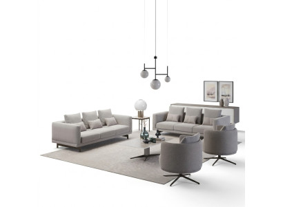 Meubels compleet 2x bank driezitter bank woonkamer fauteuil bekleding stof