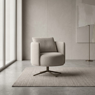 Grijze fauteuil woonkamer meubels luxe textiel gestoffeerde fauteuil inrichting