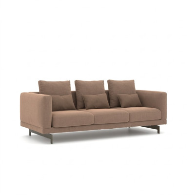 Woonkamer Bruin Driepersoons Bank Luxe Gestoffeerd Design Textiel