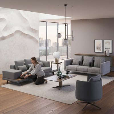 Bankstel Woonkamer Modern Set 2x Bank Driezits Bankstel Fauteuil