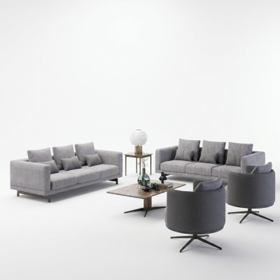 Moderne meubelset woonkamer 6-delig 2x sofa's set luxe 2x fauteuils salontafel