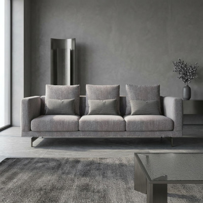 Grijze bank van drie zitsbank woonkamer Modern design Luxe gestoffeerde meubels